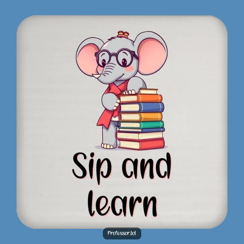 Funny Kawaii Elephant Professor Coaster: A Hilarious Gift to Protect Tables