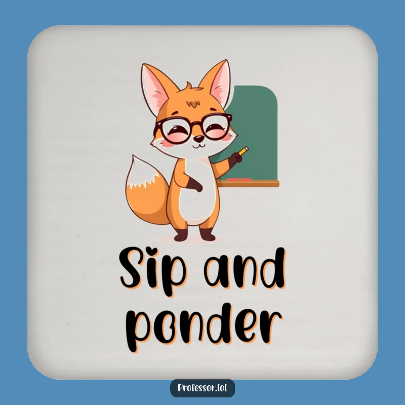 Funny Fox Teacher Coaster, Protect Surfaces with Wisdom, Cute Gift