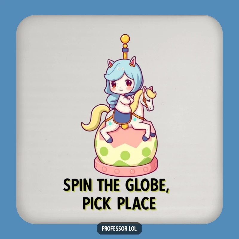 Funny Globe Rider Coaster Set: Protect Surfaces with Hilarious World Adventure Art
