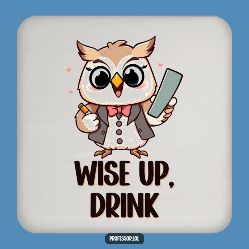 Funny Kawaii Owl Professor Coaster - Humorous Drink Protector Gift