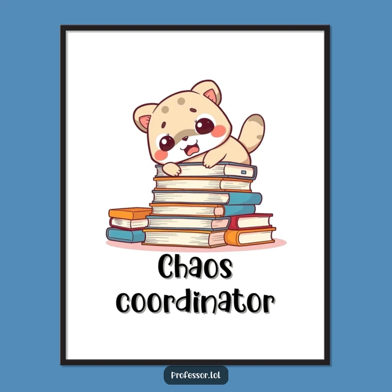 Funny Startled Animal Poster: Literary Mishap Art, Great Funny Gift for Book Nerds