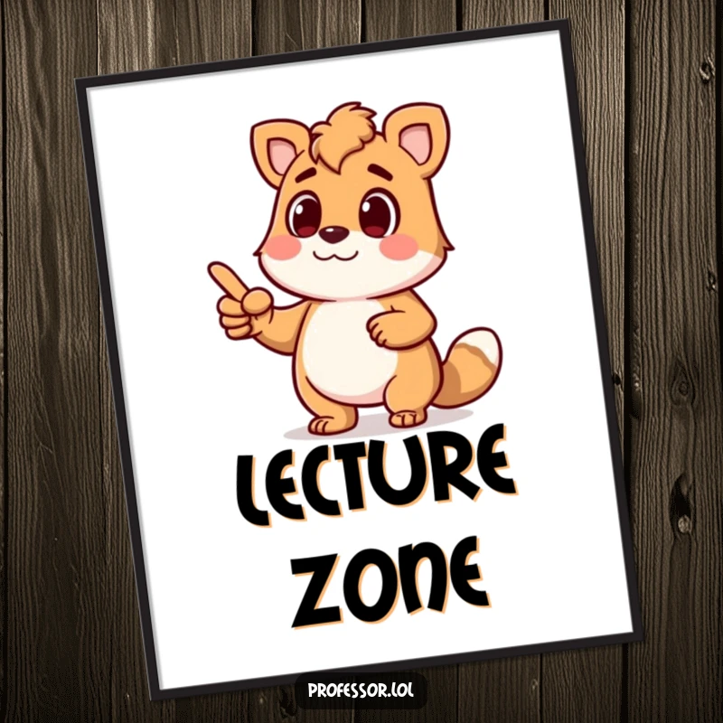 Funny poster art of a determined animal character passionately lecturing with a pointer, ideal for inspiring and humorous wall decor.