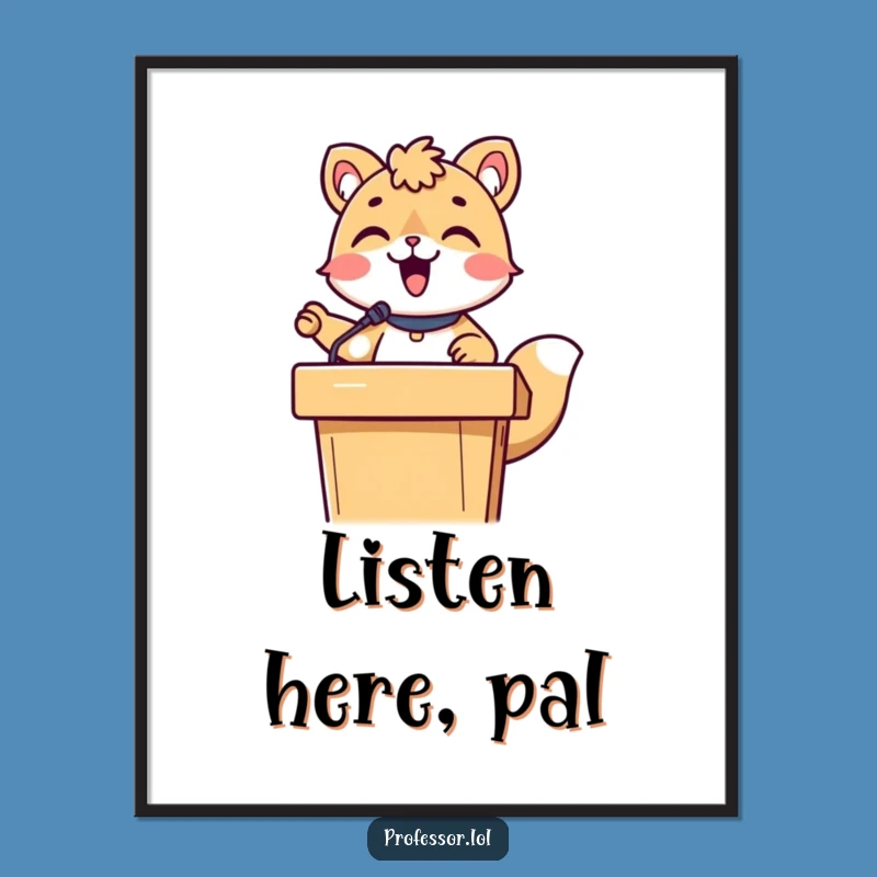 Funny Animal Lecture Poster: Cute Character's Hilarious Speech Art, Great Wall Gift!