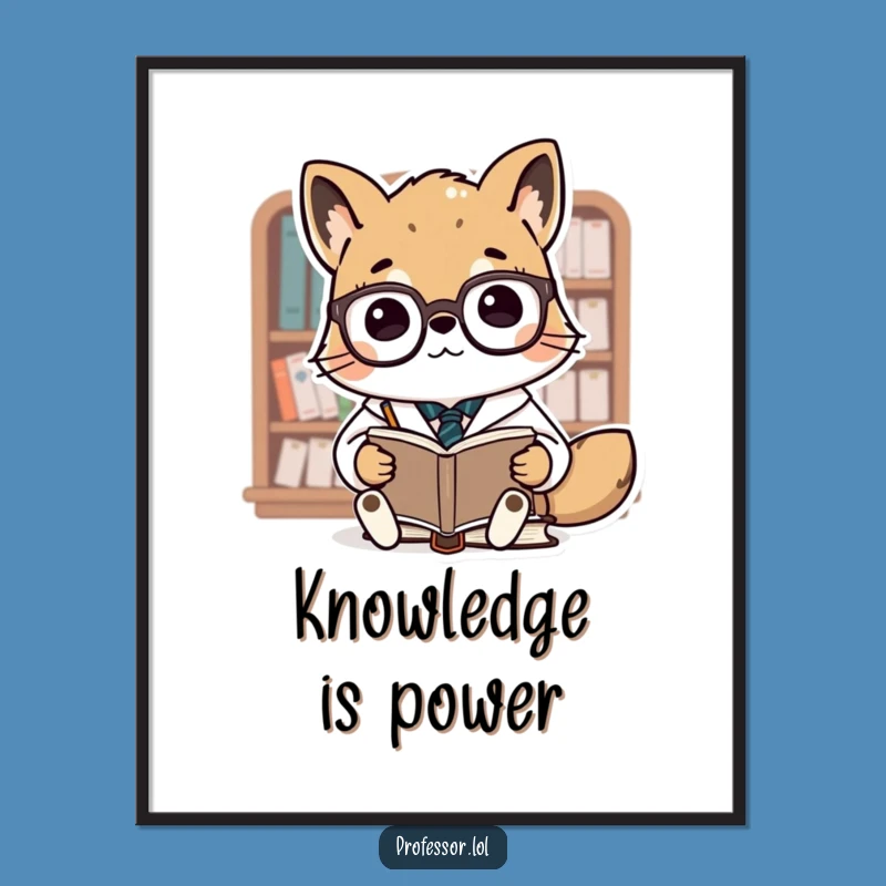 Funny Animal Professor Poster: Cute Professor Books Art - Hilarious Academic Decor Gift!