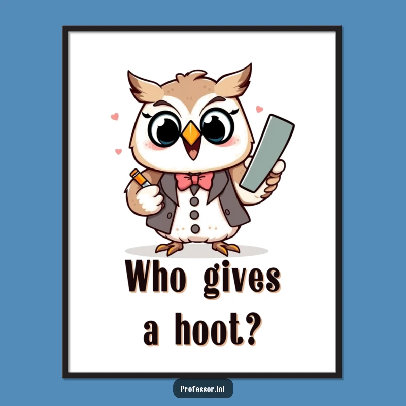Funny Kawaii Owl Professor Poster - Educational Humorous Wall Art Gift