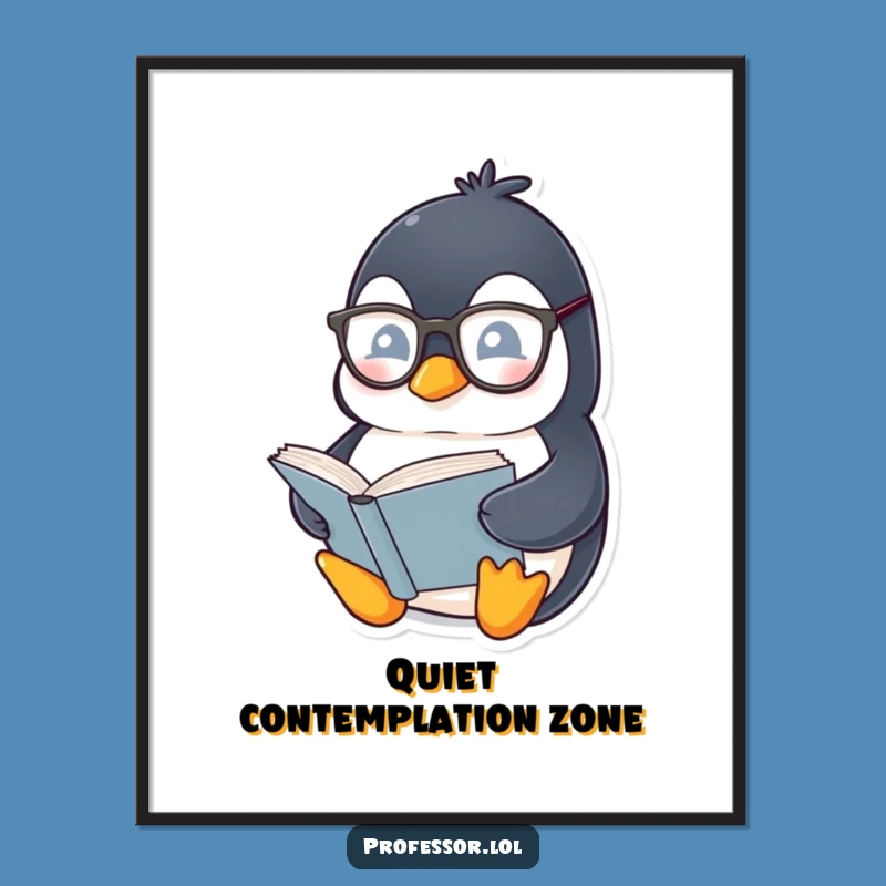 Funny Penguin Bookworm Poster: Decorate Your Space with Literary Charm!