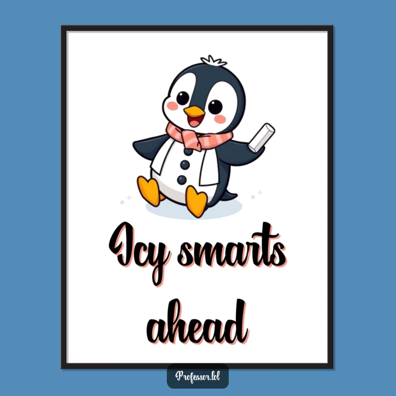 Funny Penguin Professor Poster: Icy Chalkboard Art - Hilarious Educational Gift
