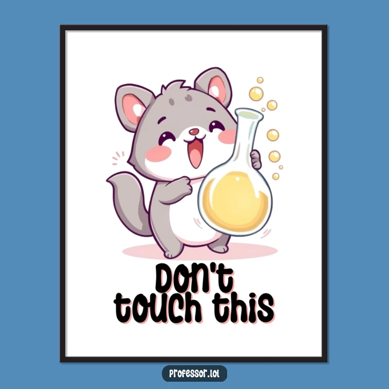 Funny Science Experiment Poster - Cute Animal Overflowing Beaker Art Gift