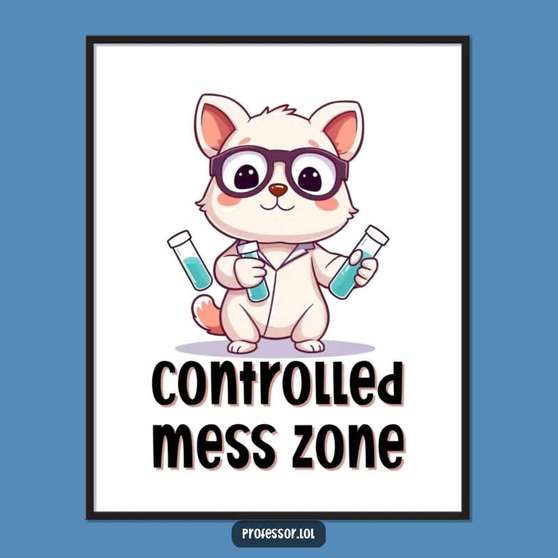 Funny Science Poster - Cute Animal Juggler Art for Lab Decor