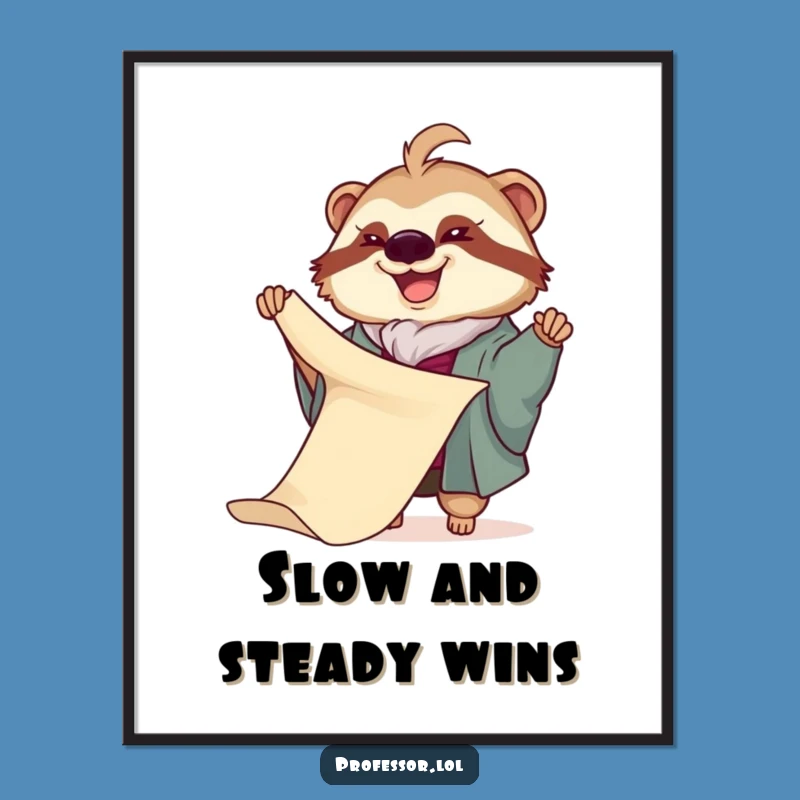 Funny Sloth Professor Poster: Long Scroll Art - Hilarious Academic Gift
