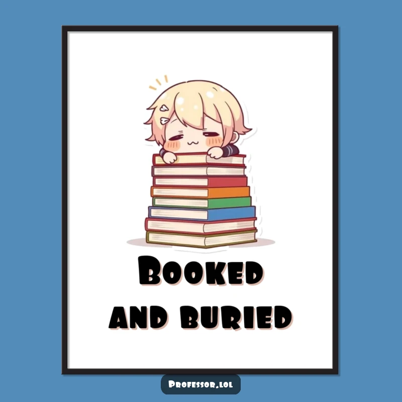 Funny Tripping Books Poster: Comical Art for Book Lovers Gift