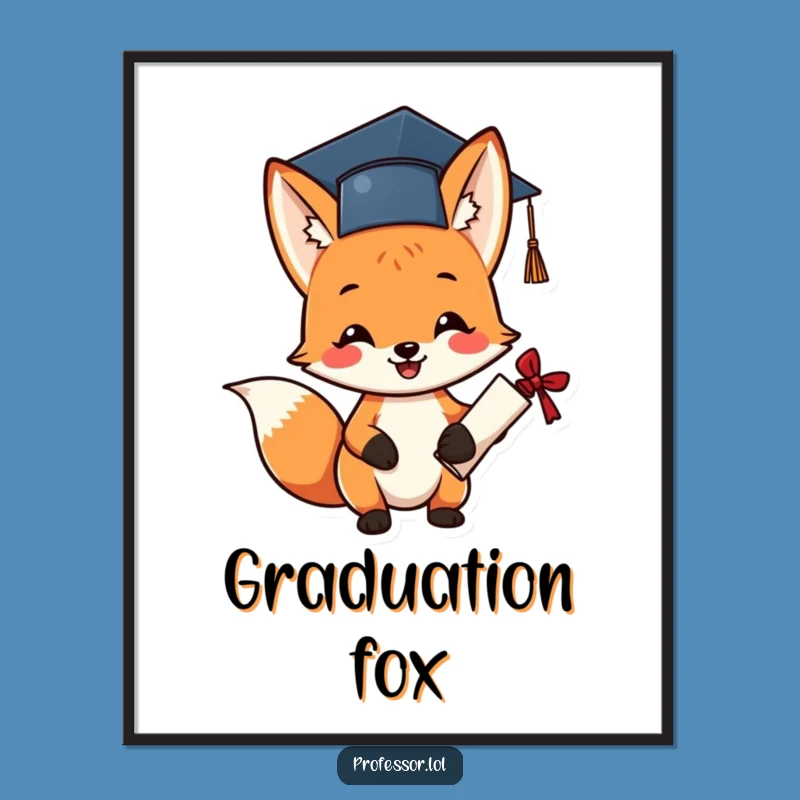 Funny Graduation Fox Poster - Celebrate Achievements with Art!