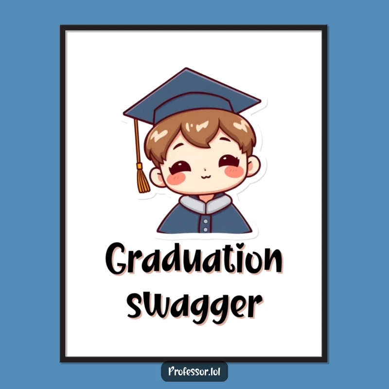 Funny Graduation Cap Poster: Jaunty Style Art Print Gift