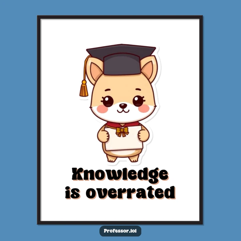 Funny Graduation Animal Poster: Cute Scholar with Diploma, Hilarious Funny Gift for Students