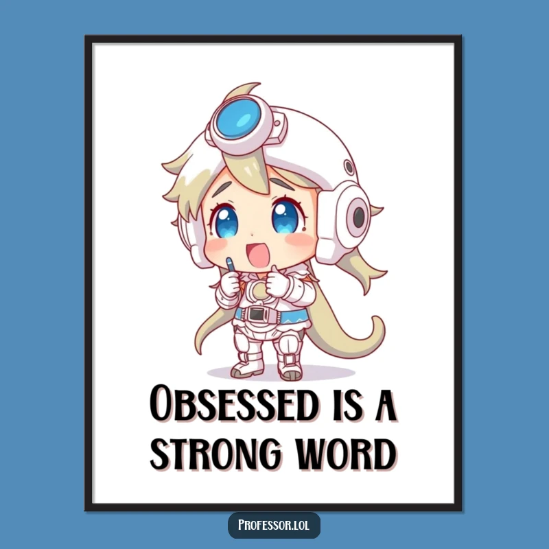 Funny Model Building Poster: Character Examining Complex Design, Inspiring Art