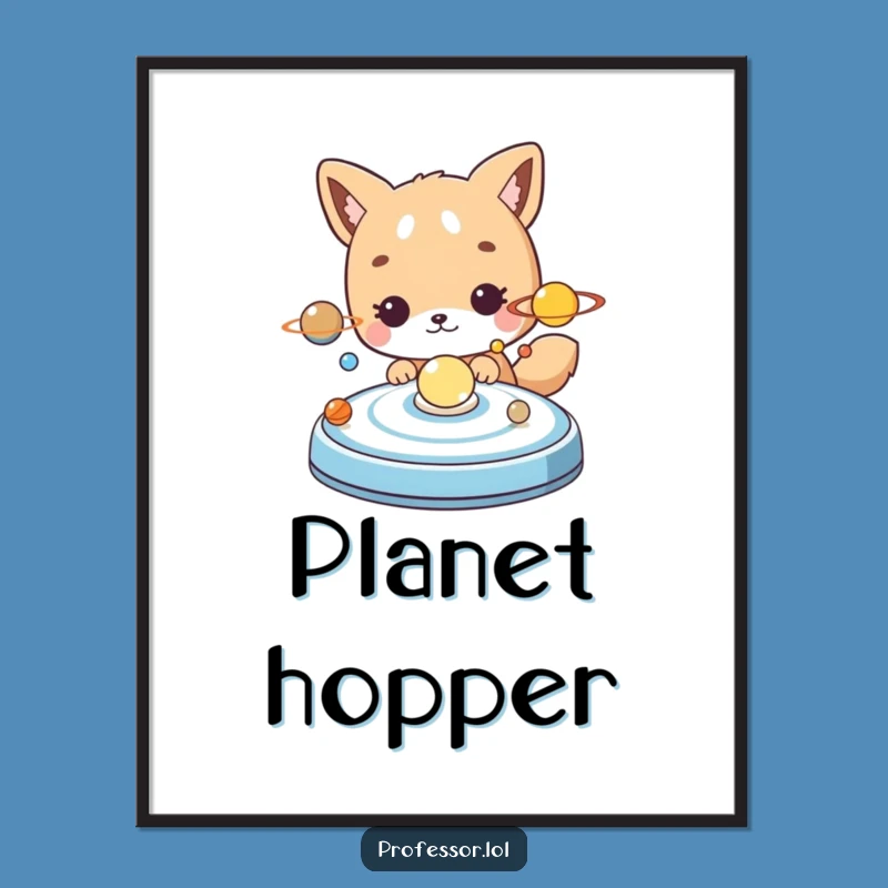 Funny Space Poster: Cute Animal Explores Solar System Art, Stellar Decor Gift!