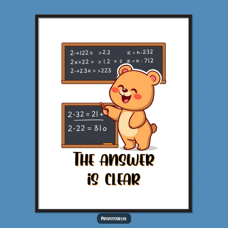 Funny Bear Math Poster: Decorate Your Space with Intelligent Humor!