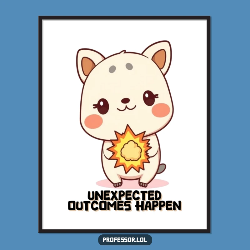 Funny Animal Explosion Poster - Surprised Reaction, Whimsical Wall Art