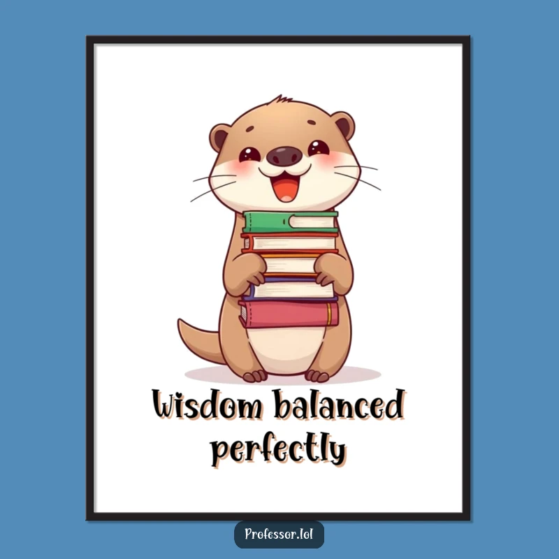 Funny Otter Poster: Hilarious Book Balancing Art for Your Wall