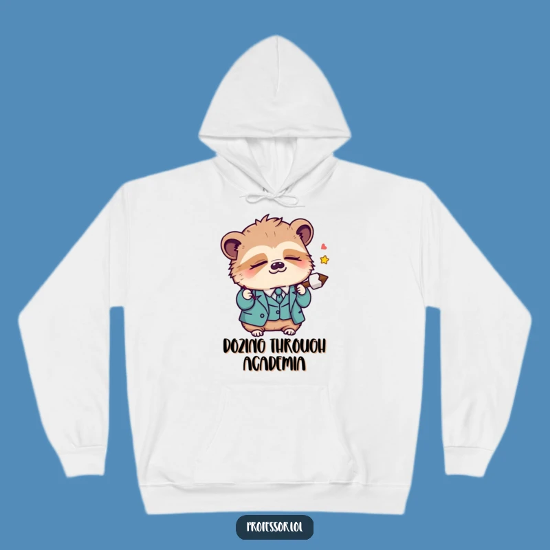 Funny Kawaii Sloth Professor Hoodie: Cozy Sleepy Lecture Pointer Sweatshirt