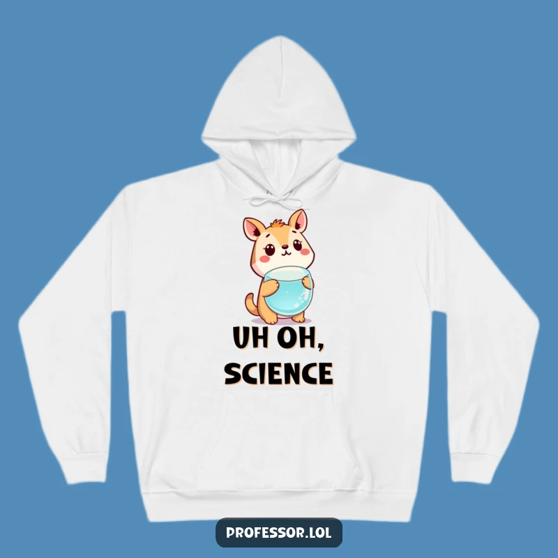 Funny Mad Scientist Hoodie: Cute Animal Surprised By Floating Beaker, Cozy Gift!