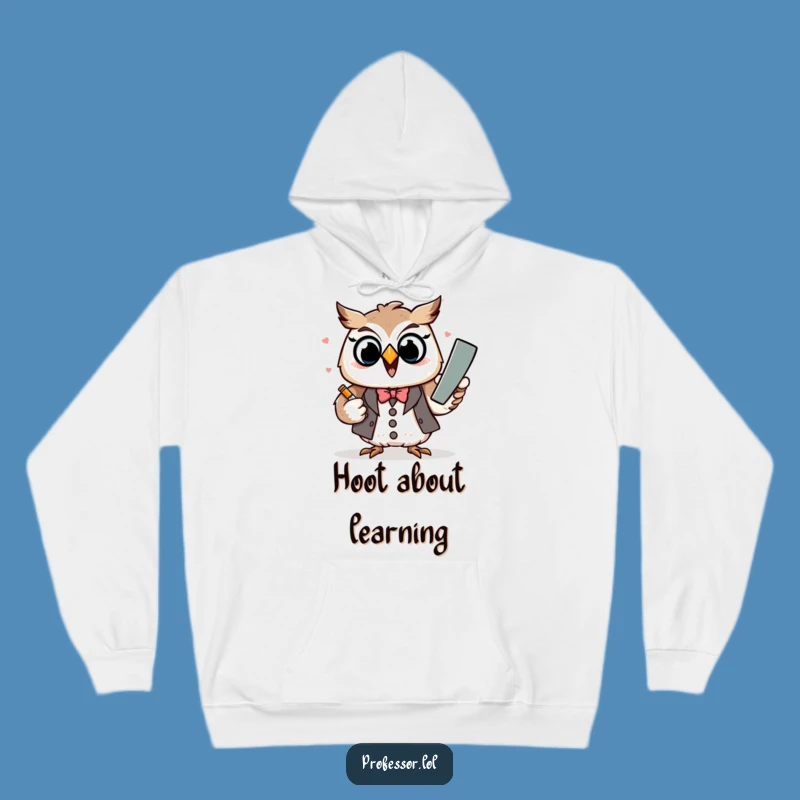 Cozy Funny Kawaii Owl Professor Hoodie - Warm Humorous Gift for Educators