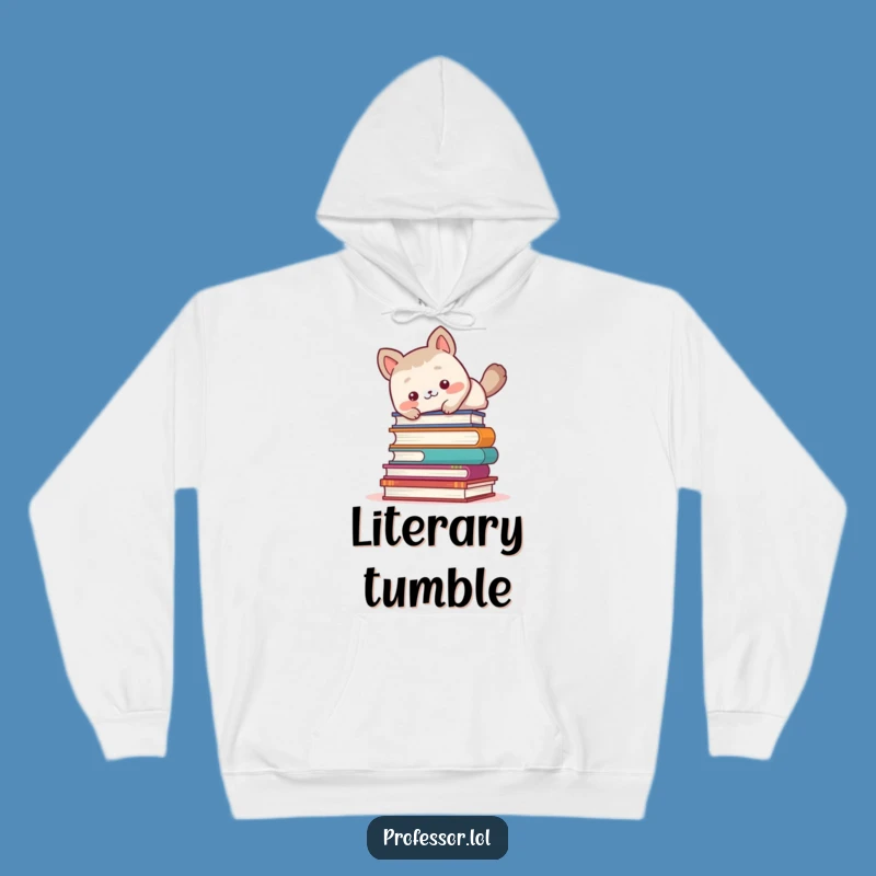 Funny Cozy Reader Hoodie: Cute Animal Trips Over Books, Warm Book Gift!