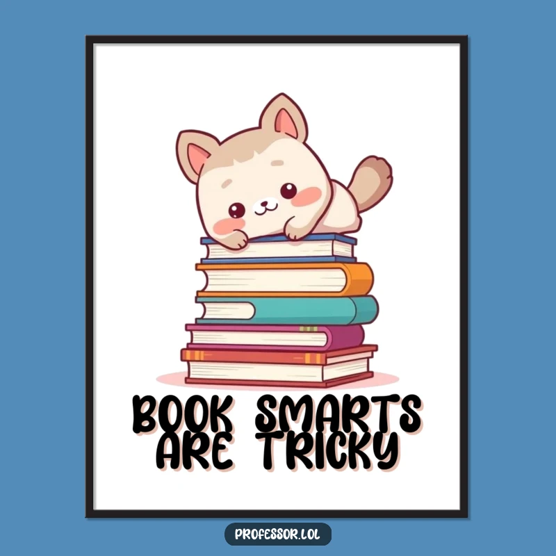 Free Printable Funny Wall Art: Clumsy Animal Scholar, Literary Mishap Downloadable Art