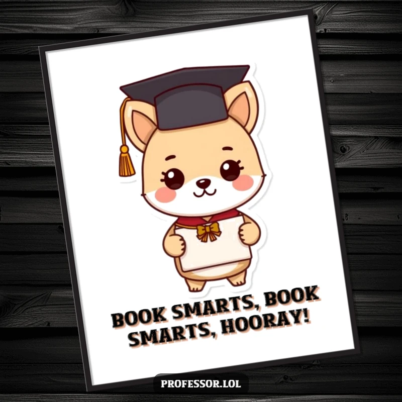Funny Free Printable Graduation Animal Art: An adorable creature in a cap, diploma in paw, celebrating success.