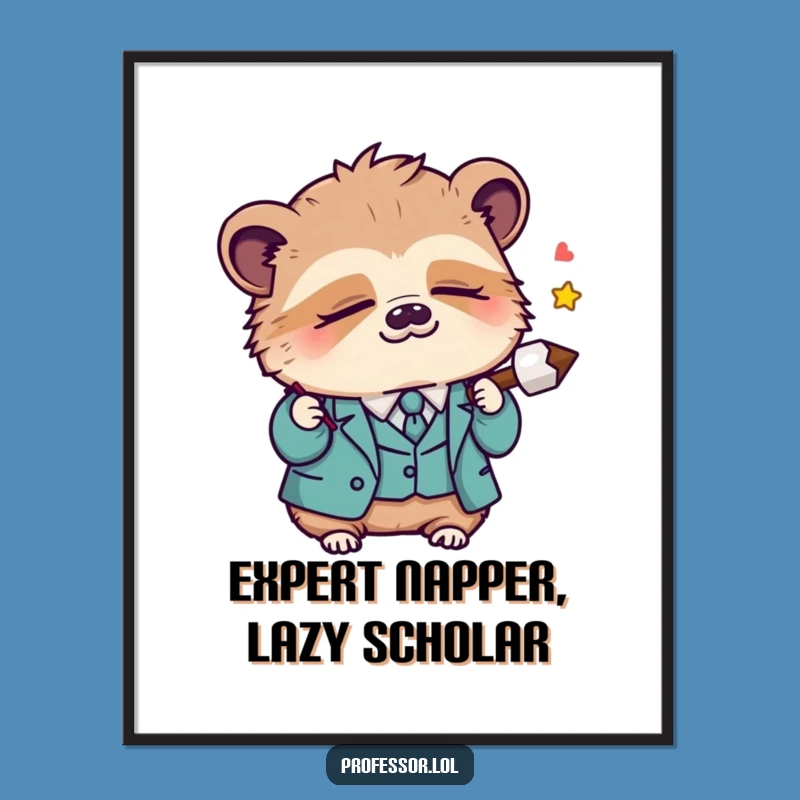 Free Printable Kawaii Sloth Art: Funny Professor Downloadable Decor for Relaxed Spaces