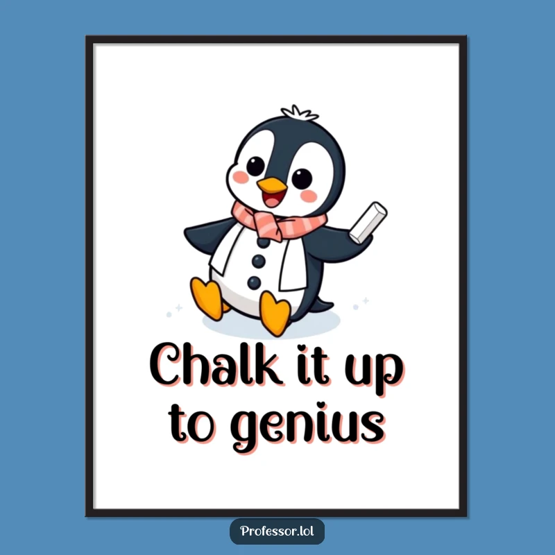 Free Printable Penguin Professor Art - Funny Downloadable Chalkboard Poster