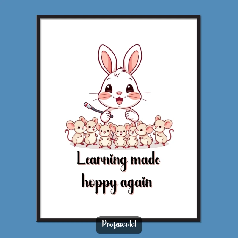 Free Printable Wall Art: Cheerful Rabbit Teaching Poster for a Humorous Home Download