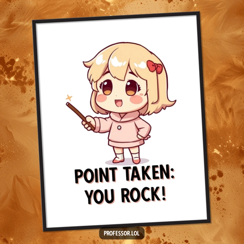 Funny Free Printable Wall Art: A character passionately uses a pointer stick to illustrate a key concept with a smile.