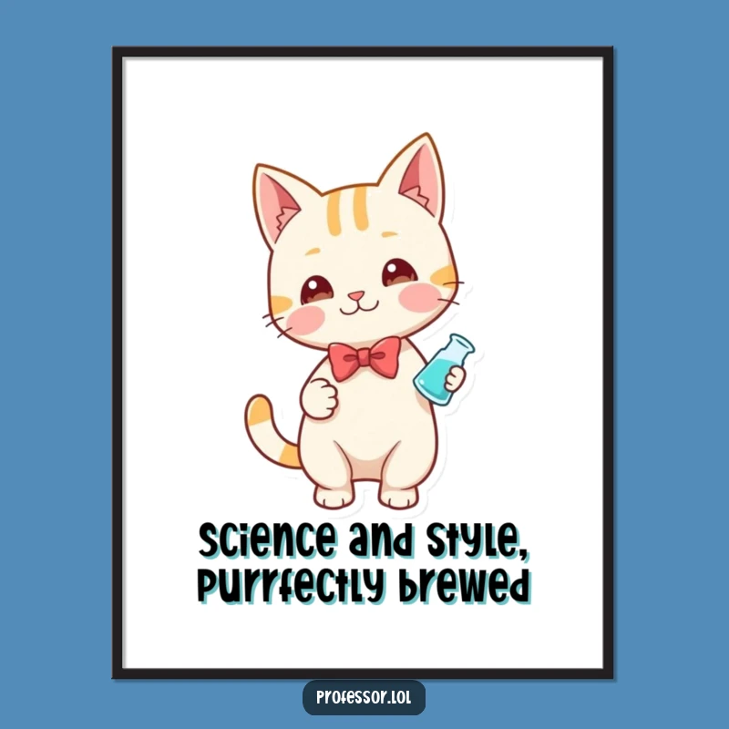 Free Printable Wall Art: Playful Cat Scientist Poster for a Humorous Home Download
