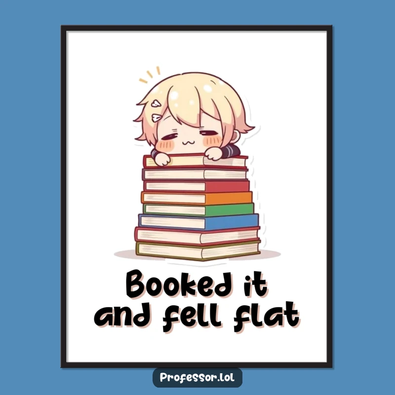 Free Printable Wall Art: Tripping Over Books, Funny Character Downloadable Art