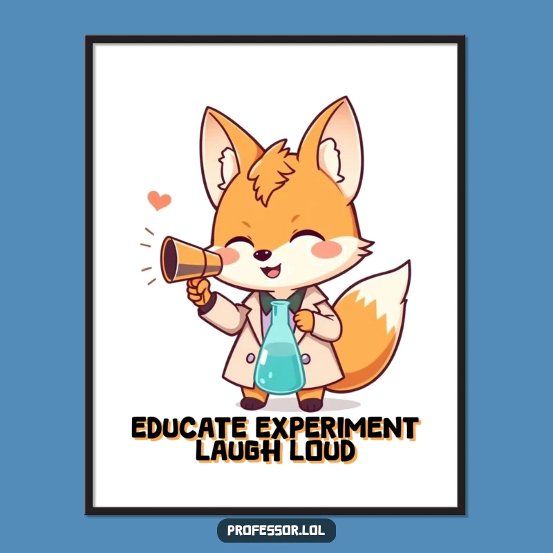 Giggling Fox Professor Free Printable Wall Art - Beaker Megaphone Decor