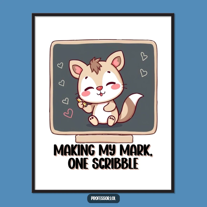 Funny Free Printable Wall Art: Mischievous Animal's Chalk Scribbles, Downloadable Decor