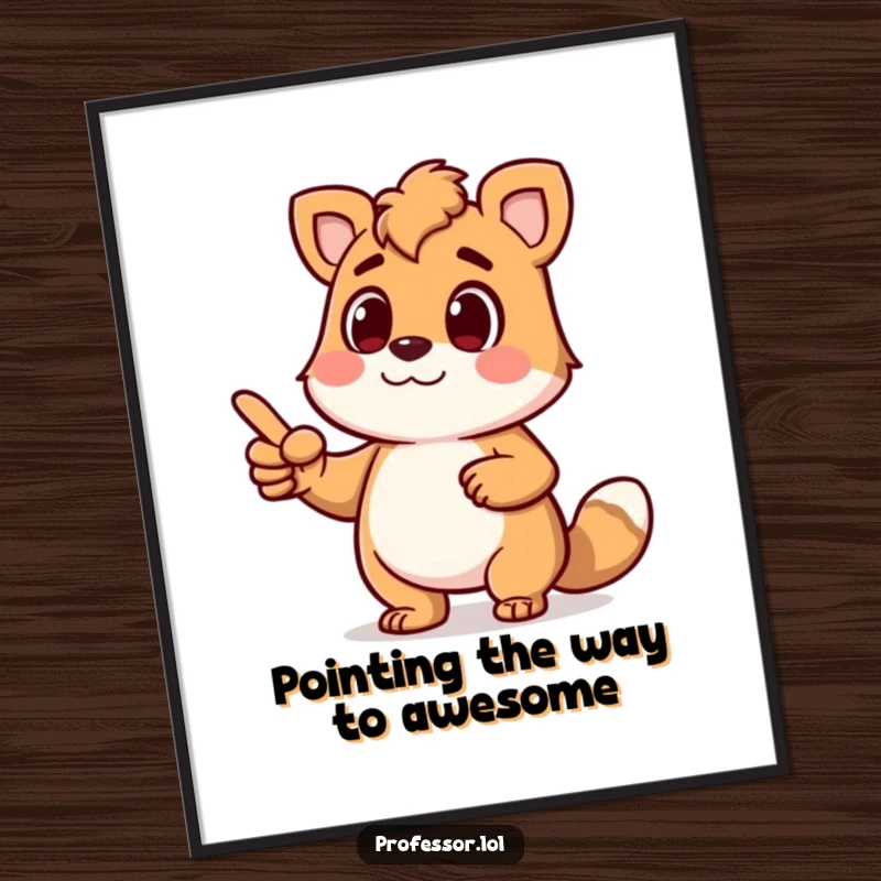 Funny free printable wall art of a determined animal character giving an animated lecture, complete with a dramatic pointer gesture.