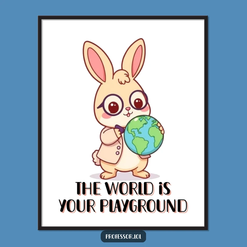 Playful Rabbit Professor Free Printable Wall Art - Globe Balance Decor