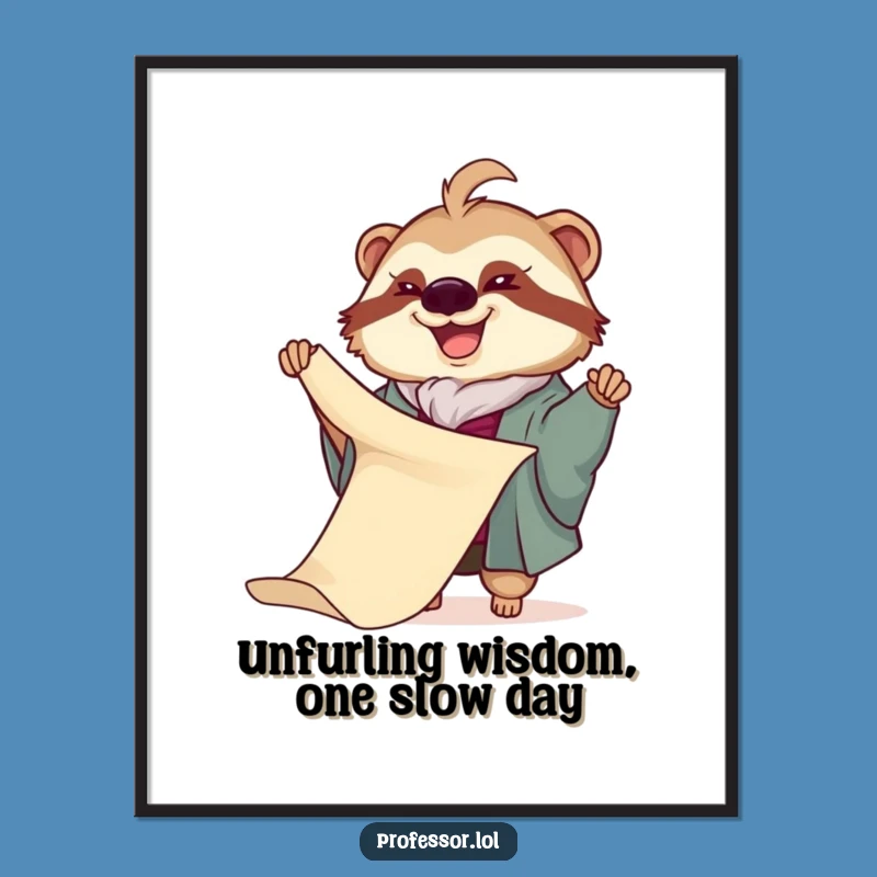 Free Printable Sloth Scroll Art - Funny Downloadable Professor Poster
