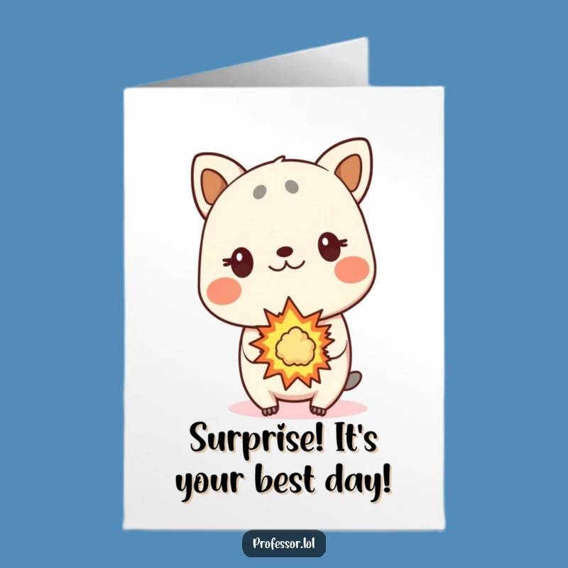 Free Printable Bday Card: Surprised Animal - Funny Explosion Of Joy!