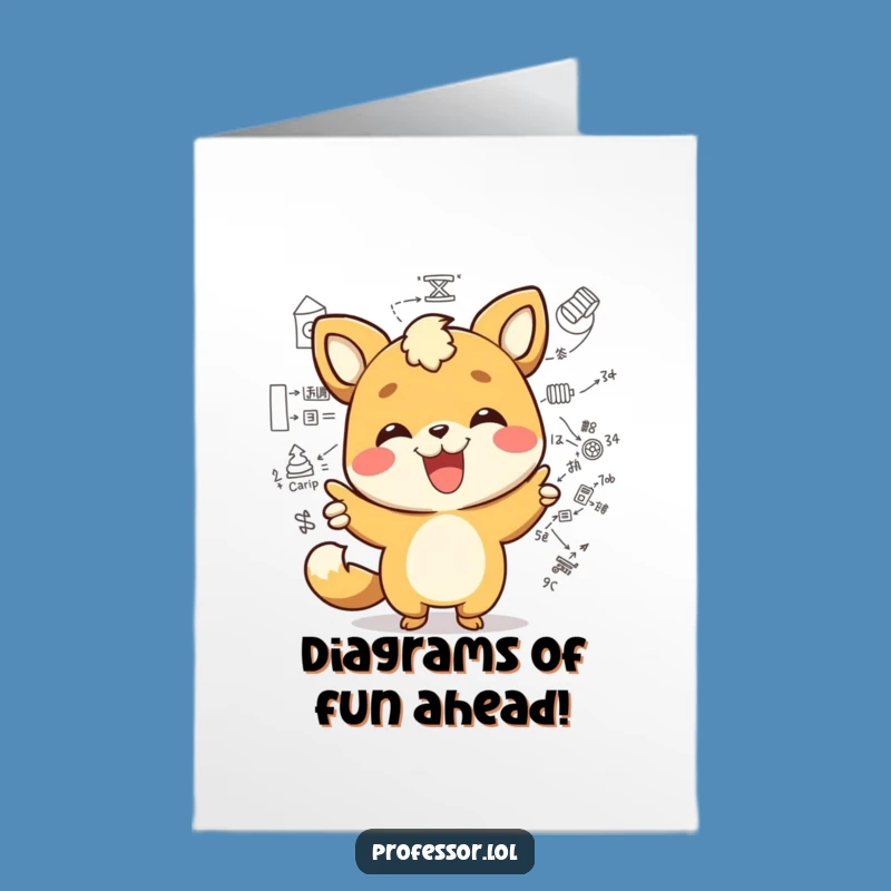 Free Printable Birthday Card: Kawaii Diagram Animal, Funny Downloadable Gift for Brainy Ones