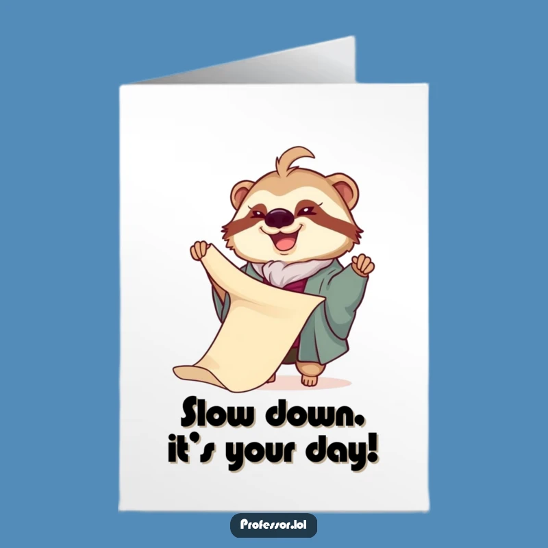 Free Printable Sloth Birthday Card - Funny Downloadable Slow Scroll Greeting