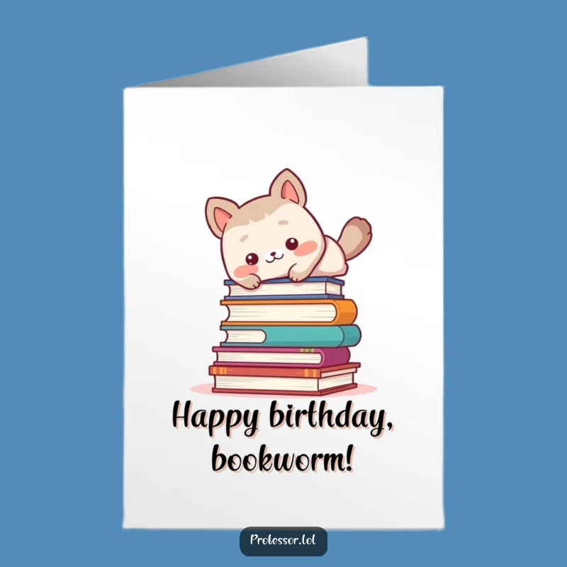 Free Printable Funny Birthday Card: Clumsy Animal Scholar, Bookish Blunder Downloadable Gift