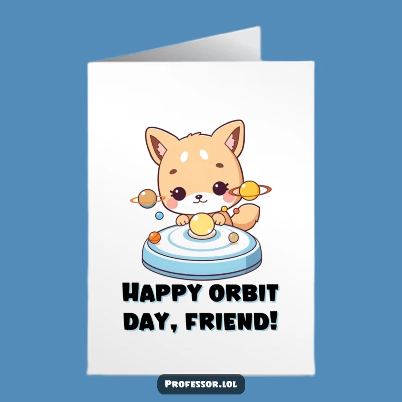 Free Printable Funny Birthday Card: Curious Animal Astronomer, Cosmic Wishes Downloadable Gift