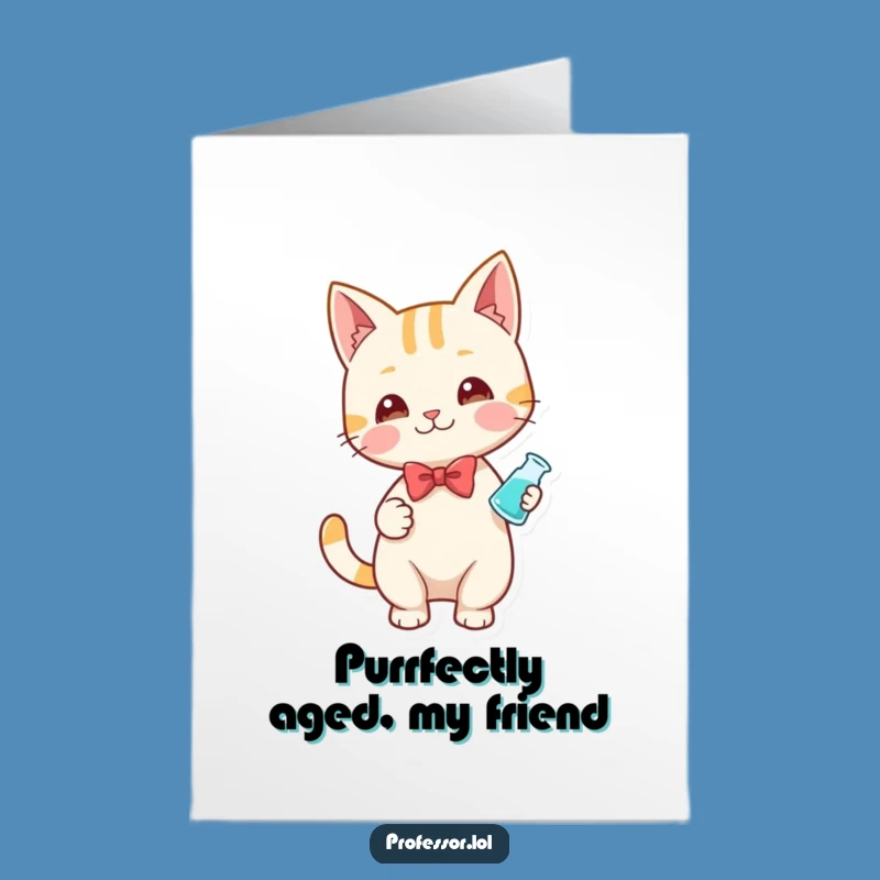 Free Printable Birthday Card: Funny Cat Scientist Mixes Fun for a Humorous Gift