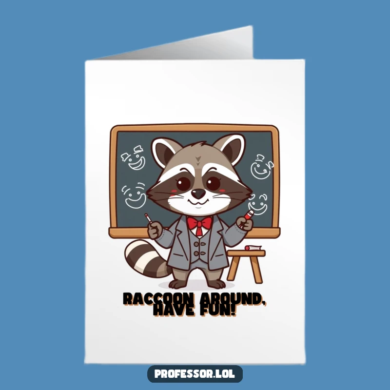 Free Printable Kawaii Raccoon Card: Funny Birthday Downloadable Gift for Mischievous Souls