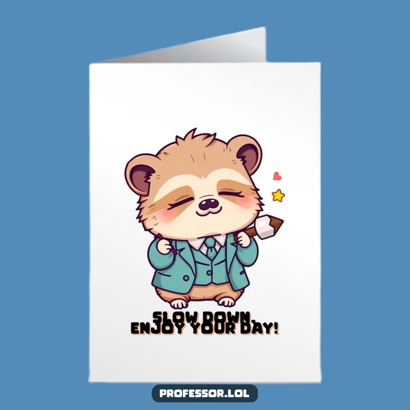 Free Printable Kawaii Sloth Card: Funny Birthday Downloadable Gift for Slow & Steady Wins