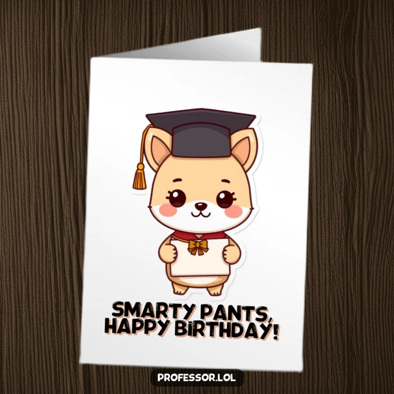 Funny Free Printable Graduation Animal Card: A cute critter dons a cap, diploma in paw, ready for birthday fun.