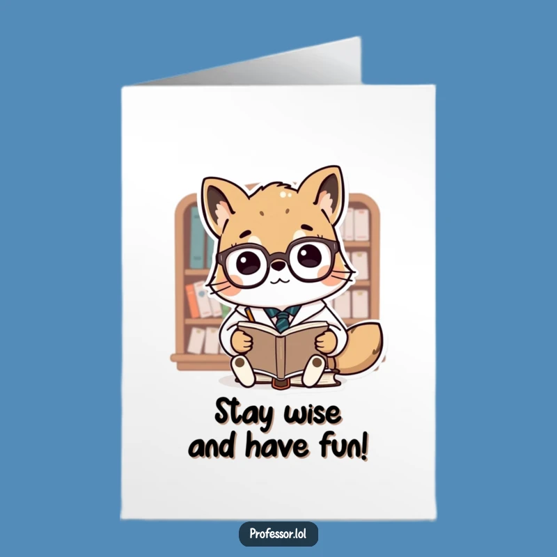 Free Printable Birthday Card: Professor Animal - Funny Book Lover Greeting